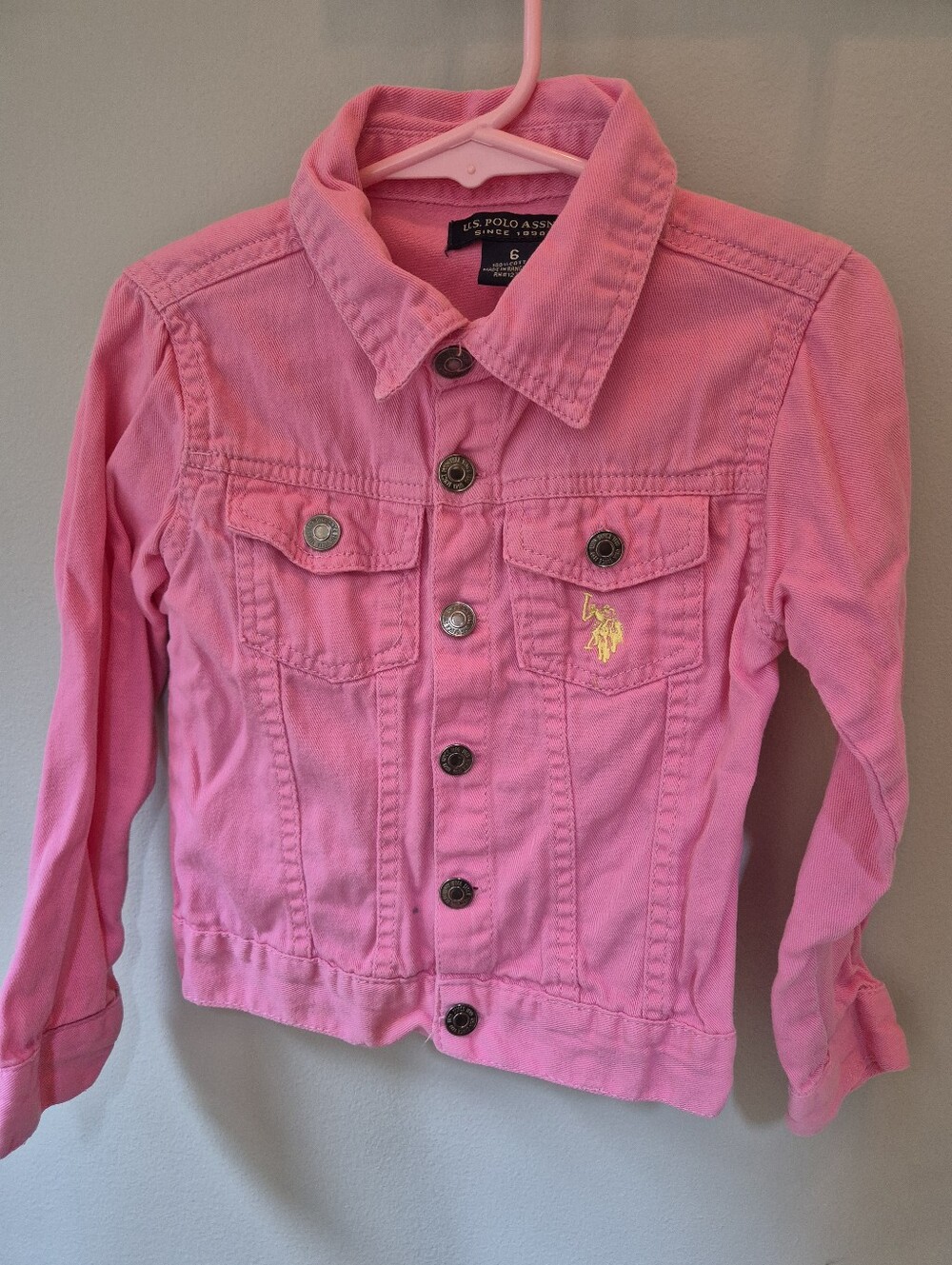 U.S. Polo Assn. Girls Pink Denim Jacket Size 6 T